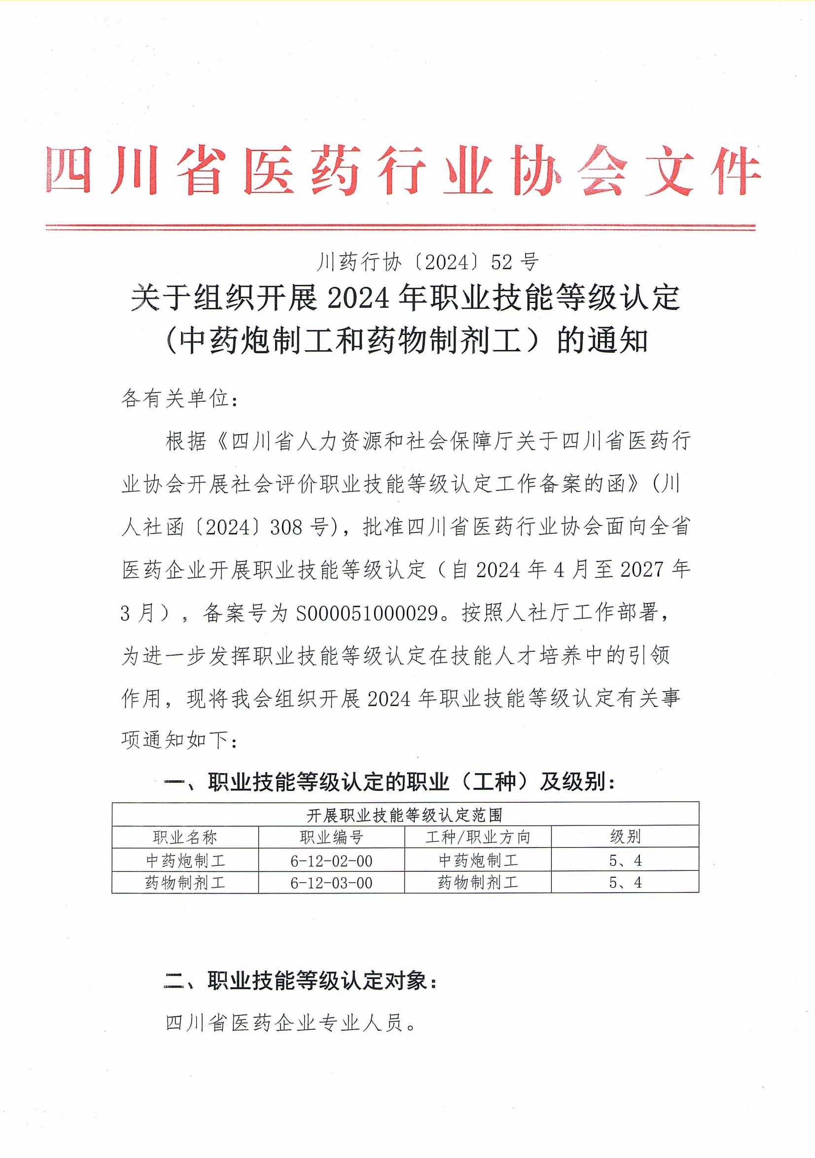 关于组织开展2024年职业技能等级认定(中药炮制工和药物制剂工）的通知_00.jpg